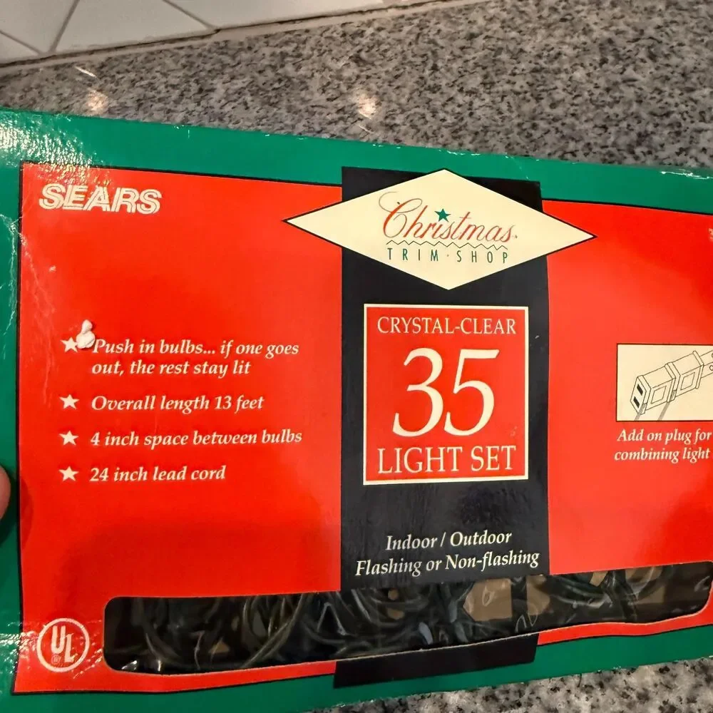 VINTAGE Christmas Sears Trim Shop Crystal Clear 35 Light Set Lot/2 Packs 3294151